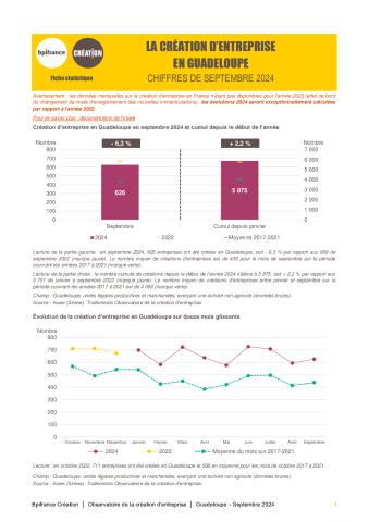 La création d'entreprise en Guadeloupe en septembre 2024