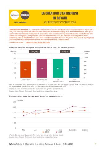 La création d'entreprise en Guyane en octobre 2020