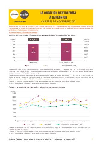 La création d'entreprise à La Réunion en novembre 2022