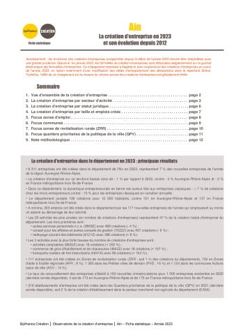 La création d'entreprise dans l'Ain en 2023