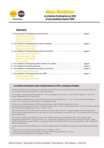 La création d'entreprise dans les Alpes-Maritimes en 2019
