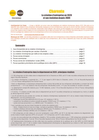La création d'entreprise en Charente en 2020