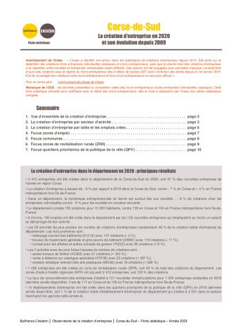 La création d'entreprise en Corse-du-Sud en 2020
