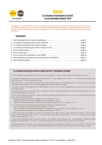 La création d'entreprise en Corse en 2022