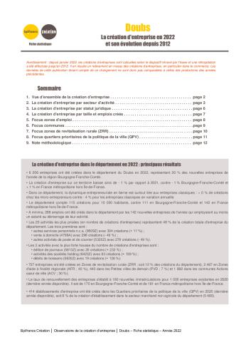 La création d'entreprise dans le Doubs en 2022