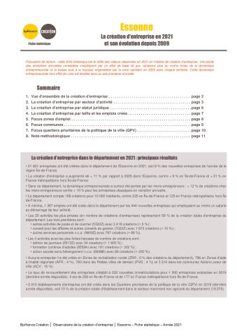 La création d'entreprise en Essonne en 2021