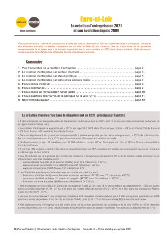 La création d'entreprise dans l'Eure-et-Loir en 2021