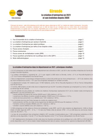 La création d'entreprise en Gironde en 2021