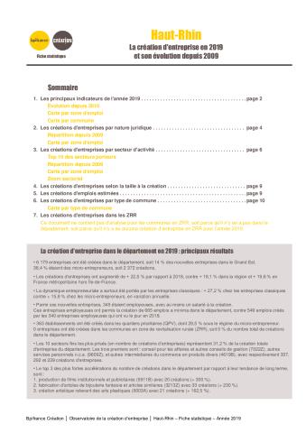 La création d'entreprise dans le Haut-Rhin en 2019