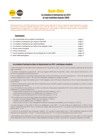 La création d'entreprise dans le Haut-Rhin en 2021