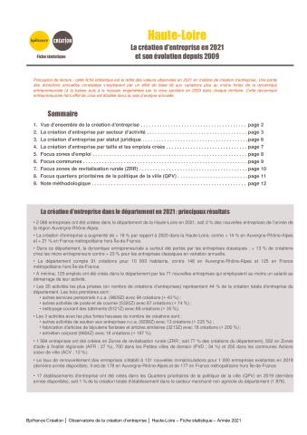 La création d'entreprise en Haute-Loire en 2021