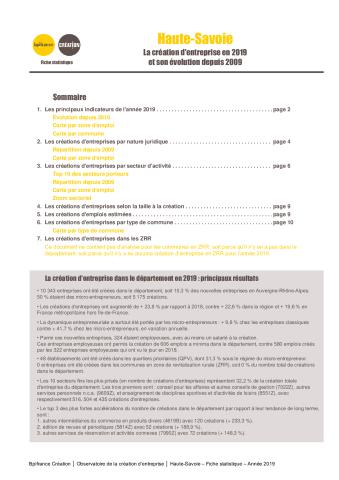 La création d'entreprise en Haute-Savoie en 2019