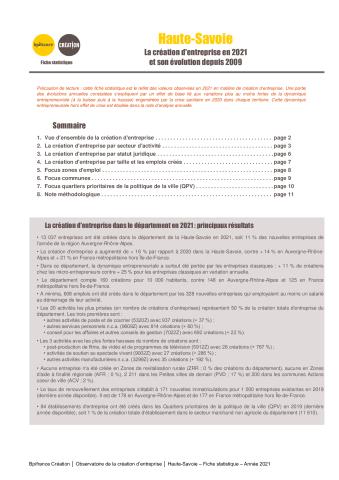 La création d'entreprise en Haute-Savoie en 2021