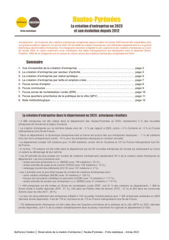La création d'entreprise dans les Hautes-Pyrénées en 2023