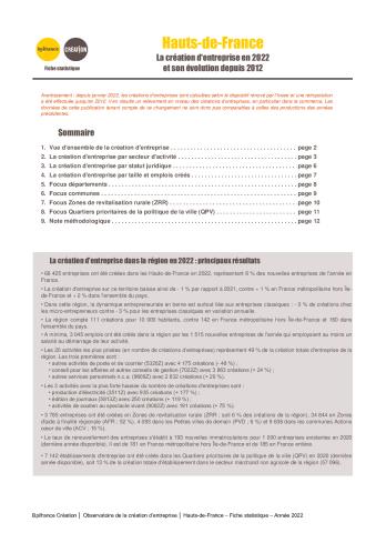 La création d'entreprise dans les Hauts-de-France en 2022