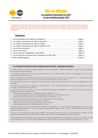 La création d'entreprise en Ille-et-Vilaine en 2022