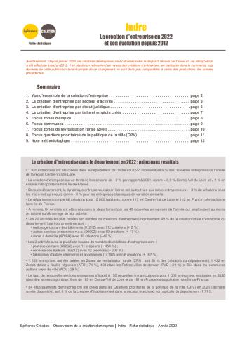 La création d'entreprise dans l'Indre en 2022