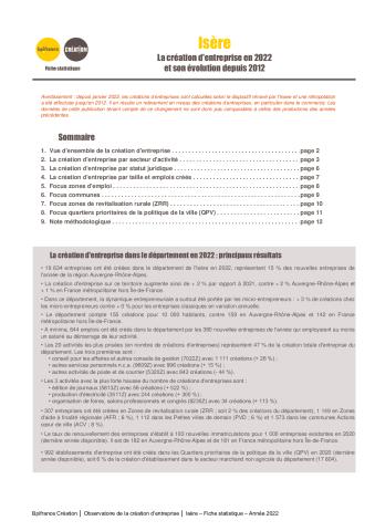 La création d'entreprise en Isère en 2022
