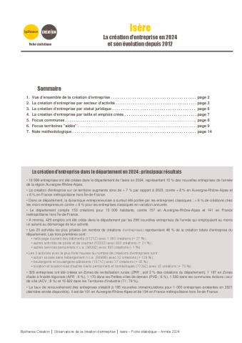 La création d'entreprise en Isère en 2024