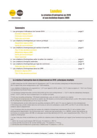 La création d'entreprise dans les Landes en 2019