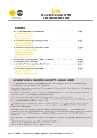 La création d'entreprise dans la Loire en 2019