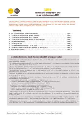 La création d'entreprise dans la Loire en 2021
