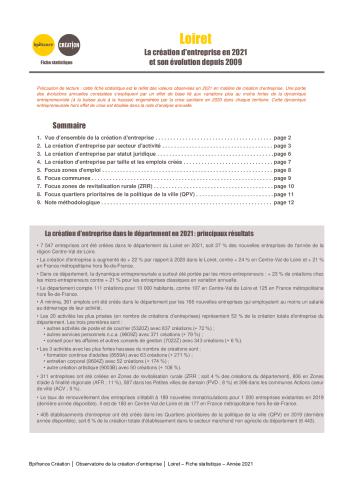 La création d'entreprise dans le Loiret en 2021