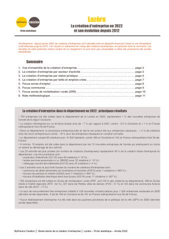 La création d'entreprise en Lozère en 2022