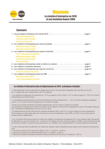 La création d'entreprise en Mayenne en 2019