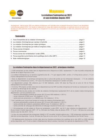 La création d'entreprise en Mayenne en 2022
