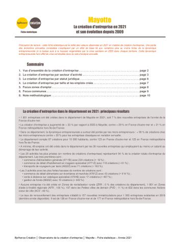 La création d'entreprise à Mayotte en 2021