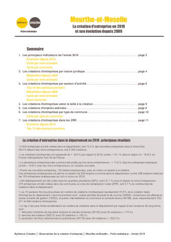 La création d'entreprise en Meurthe-et-Moselle en 2019