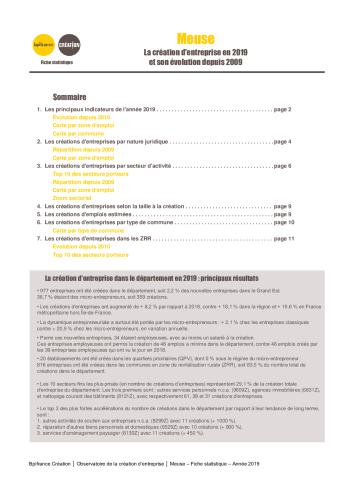 La création d'entreprise dans la Meuse en 2019
