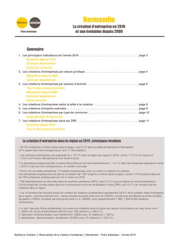 La création d'entreprise en Normandie en 2019