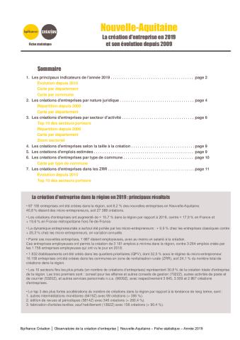 La création d'entreprise en Nouvelle-Aquitaine en 2019