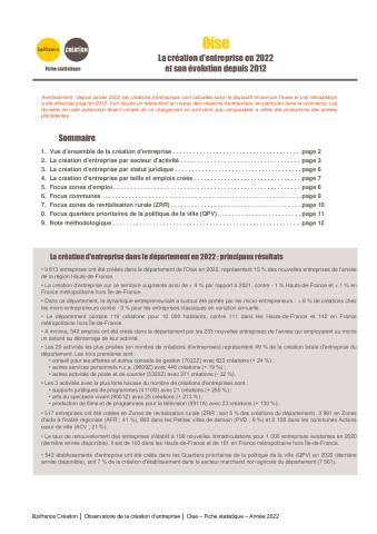 La création d'entreprise dans l'Oise en 2022