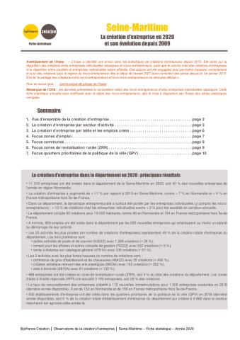 La création d'entreprise en Seine-Maritime en 2020