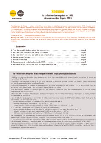 La création d'entreprise dans la Somme en 2020