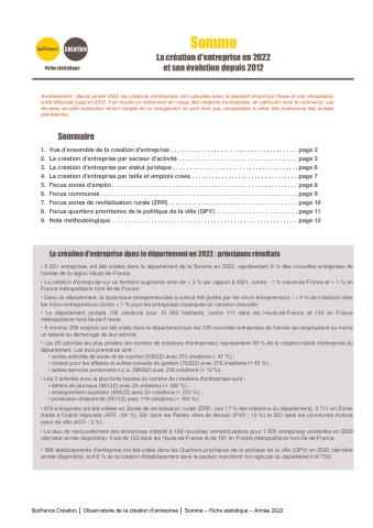La création d'entreprise dans la Somme en 2022