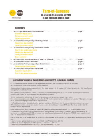 La création d'entreprise dans le Tarn-et-Garonne en 2019