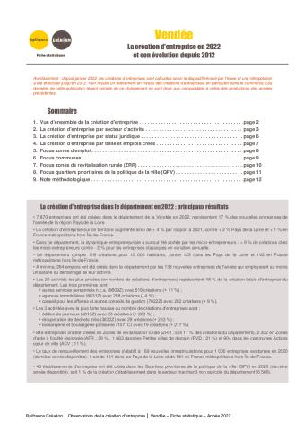 La création d'entreprise en Vendée en 2022
